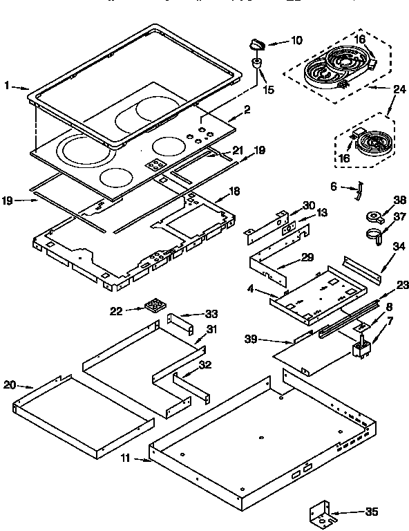 KitchenAid KECC507BWH1 cooktop diagram