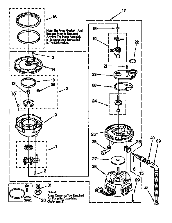 KitchenAid KUDP230BWH0 pump and motor diagram
