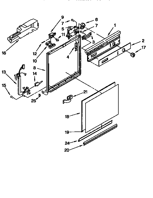 Whirlpool DU900PCDB3 frame and console diagram