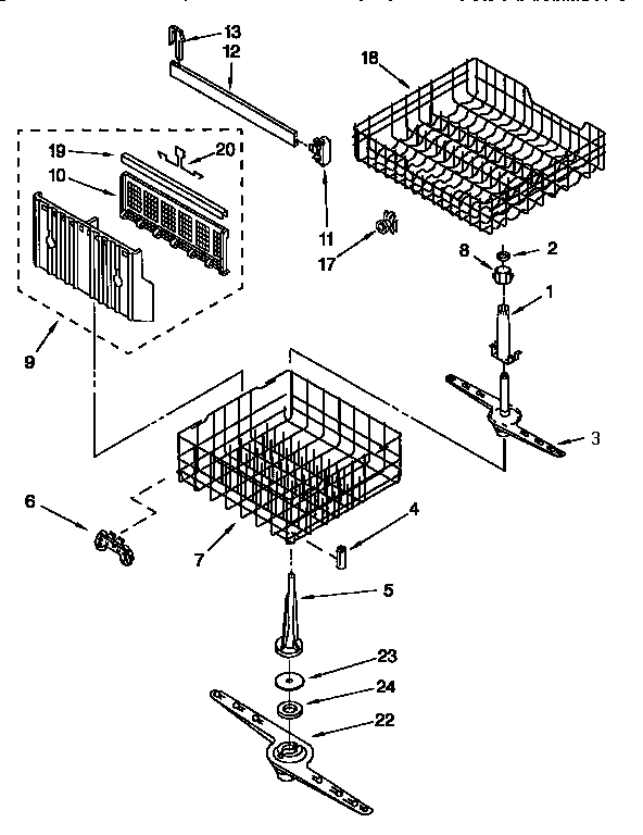 Whirlpool DU900PCDB3 dishrack diagram