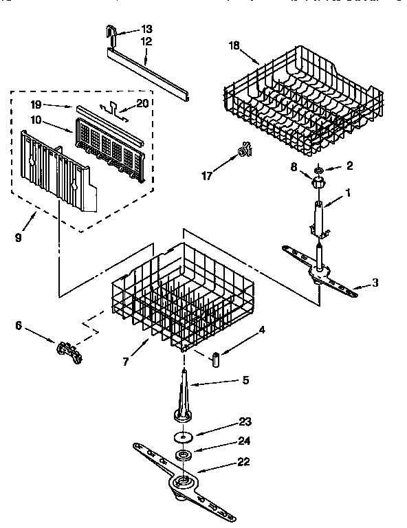 Whirlpool DU900PCDQ4 dishrack diagram