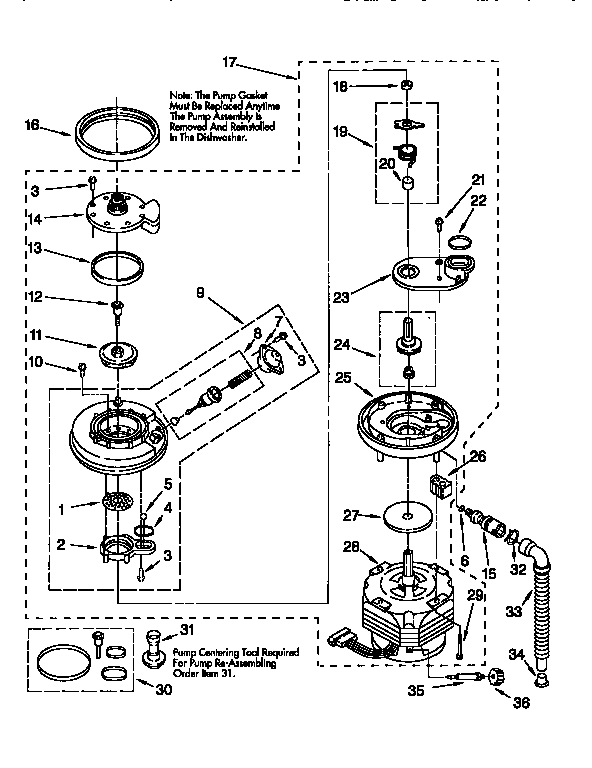 Whirlpool DU900PCDZ2 pump and motor diagram