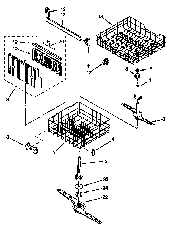 Whirlpool DU900PCDZ2 dishrack diagram