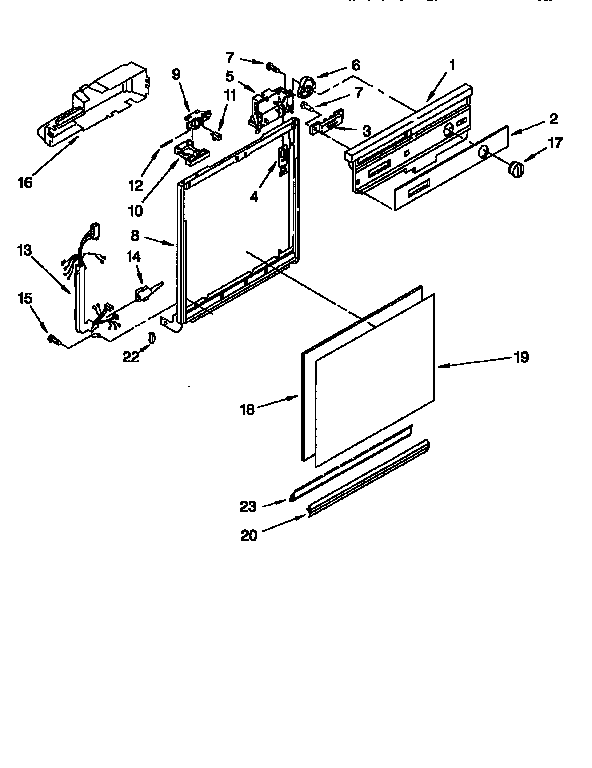 Whirlpool DU840CWDB3 frame and console diagram