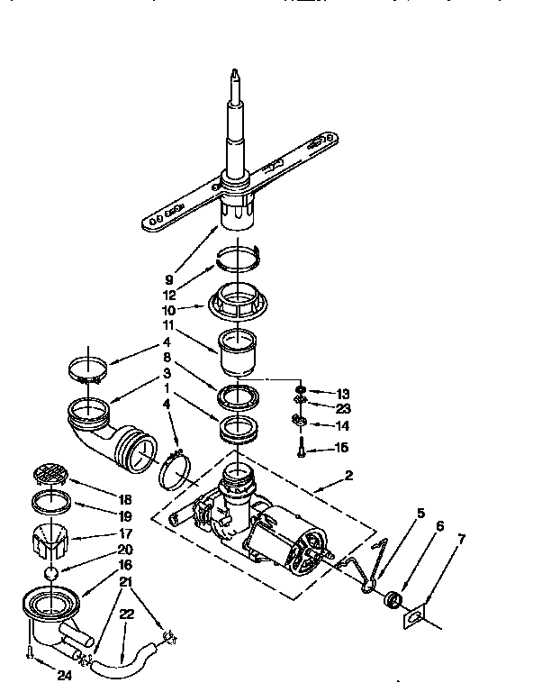 Whirlpool DU840CWDB3 pump and spray arm diagram