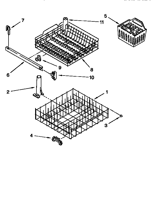 Whirlpool DU840CWDB3 dishrack diagram