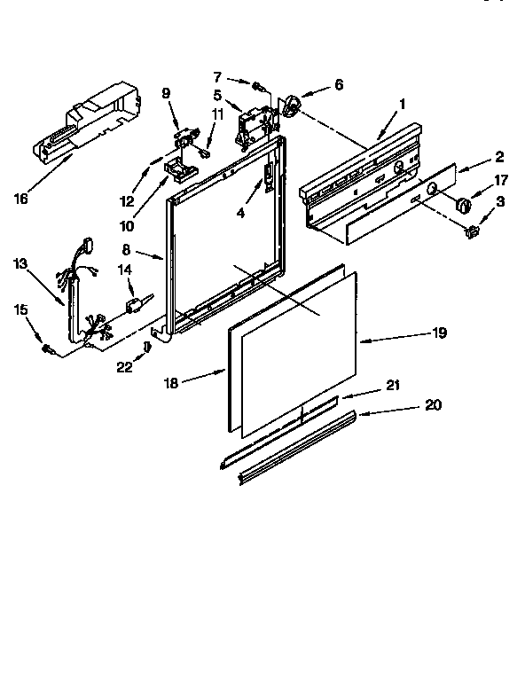 Whirlpool DU810CWDQ4 frame and console diagram