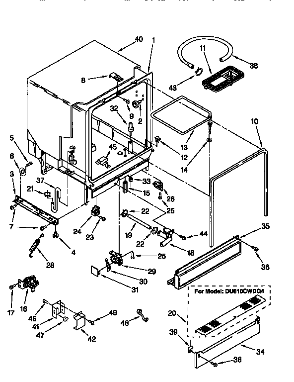 Whirlpool DU810CWDQ4 tub assembly diagram