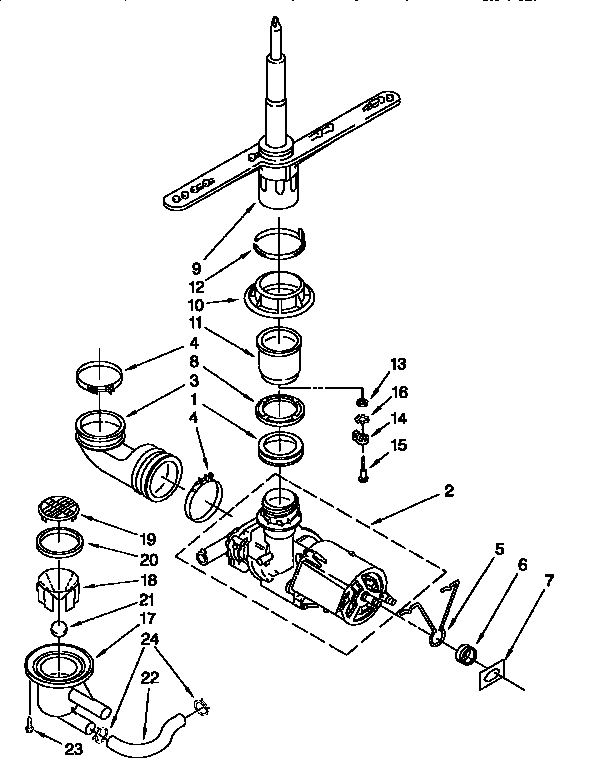 Whirlpool DU810CWDQ4 pump and spray arm diagram