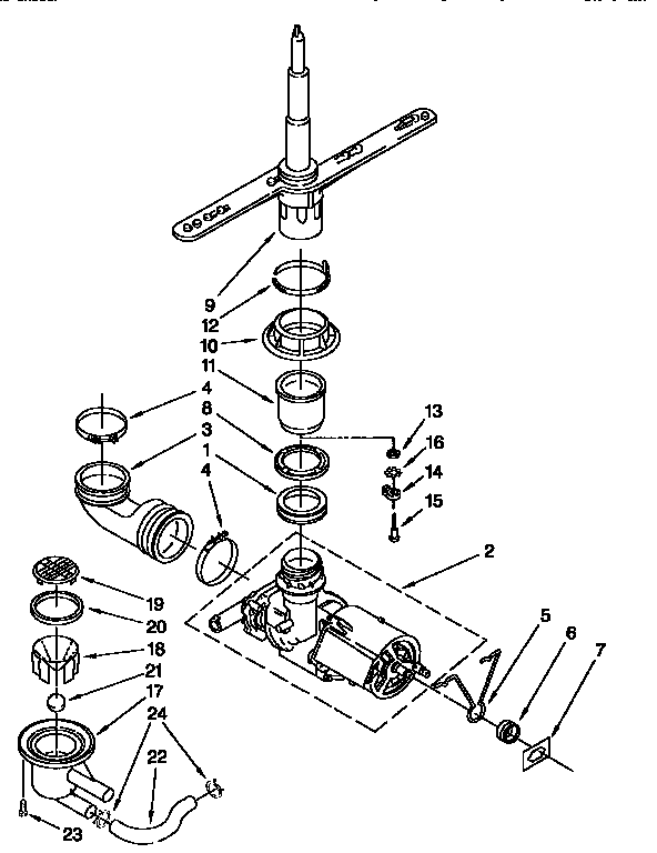 Whirlpool DU810CWDQ3 pump and spray arm diagram