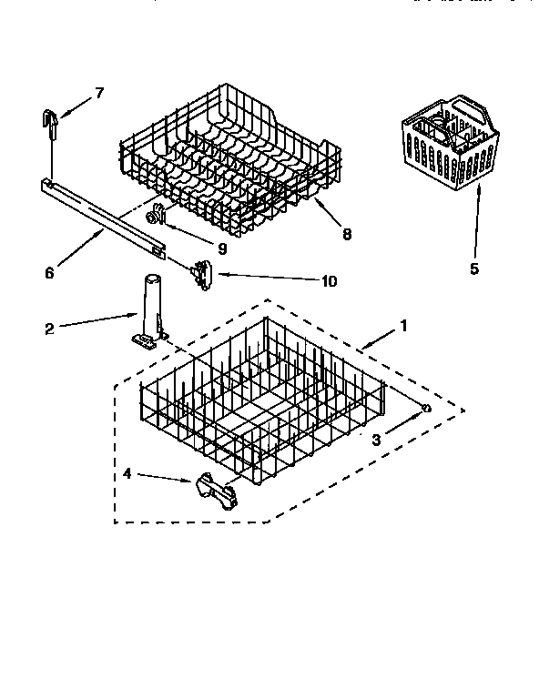 Whirlpool DU810CWDQ3 dishrack diagram