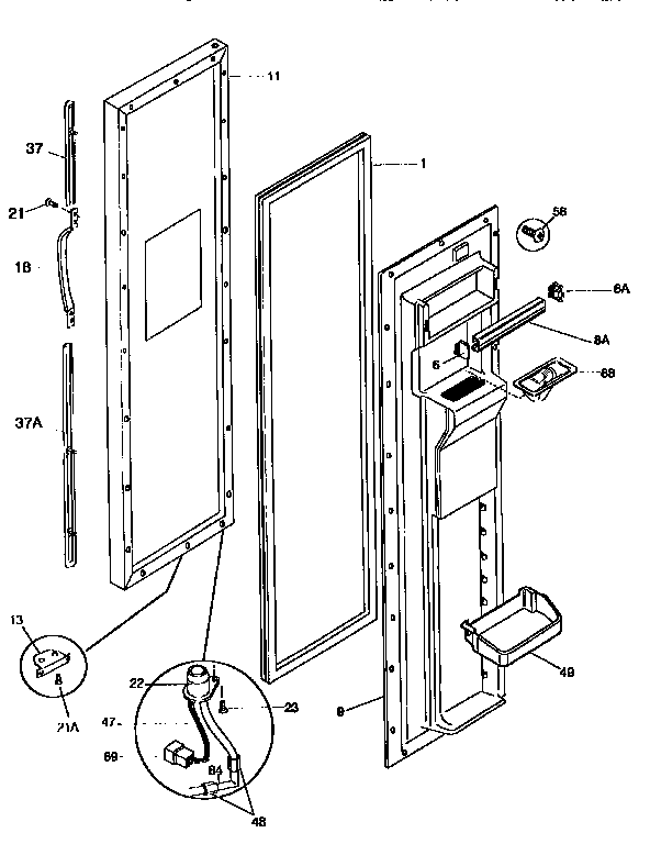 Frigidaire FRS26ZGED1 freezer door diagram