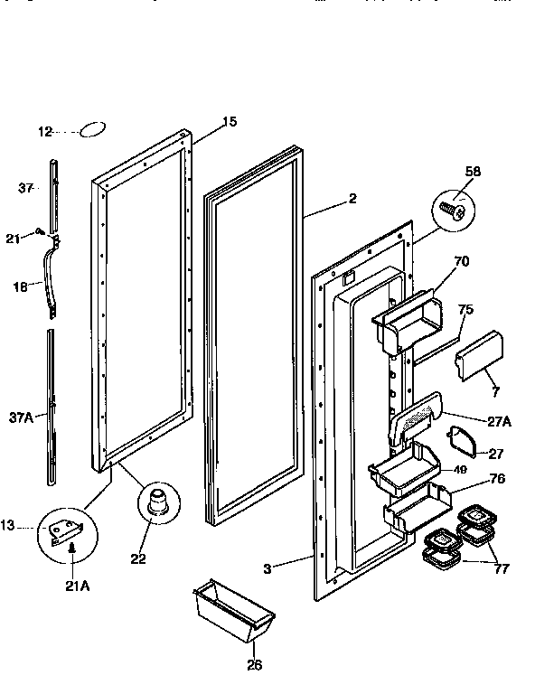 Frigidaire FRS26ZGED1 refrigerator door diagram