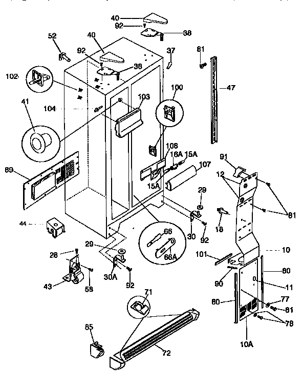 Frigidaire FRS26ZGED1 cabinet diagram