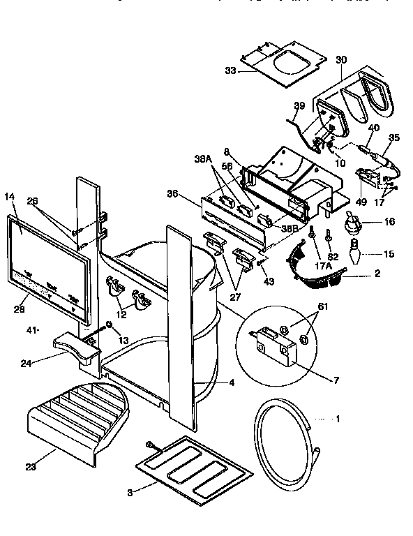Frigidaire FRS26ZGED1 ice and water dispenser diagram