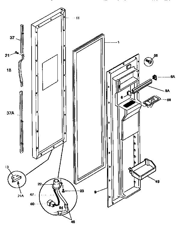 Frigidaire FRS26ZGEW1 freezer door diagram