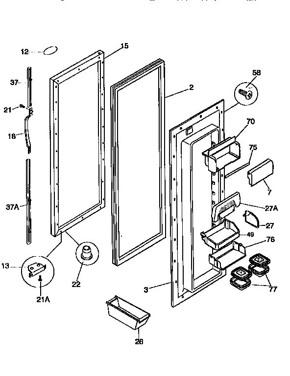Frigidaire FRS26ZGEW1 refrigerator door diagram