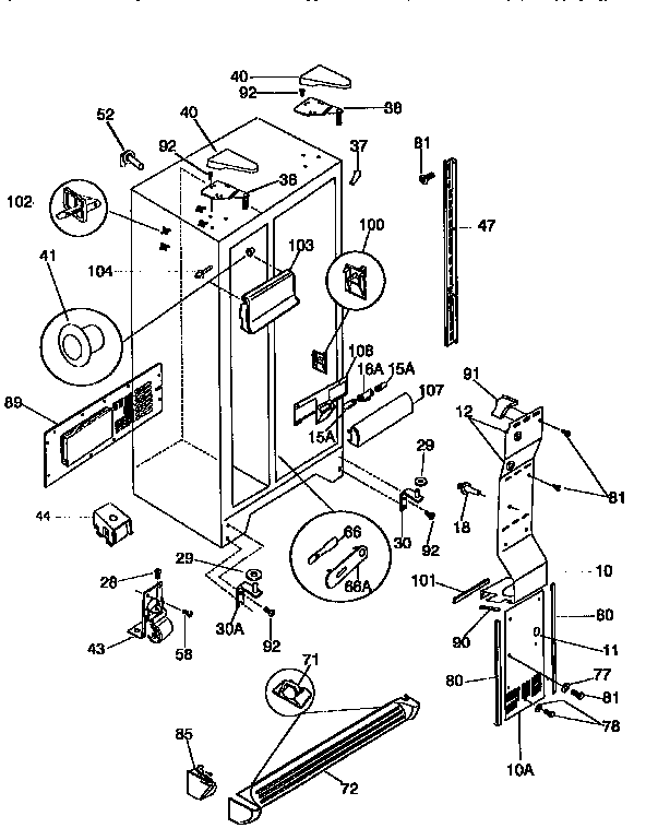 Frigidaire FRS26ZGEW1 cabinet diagram