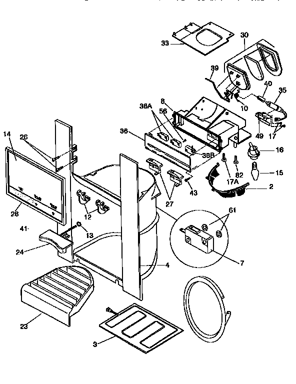 Frigidaire FRS26ZGEW1 ice and water dispenser diagram