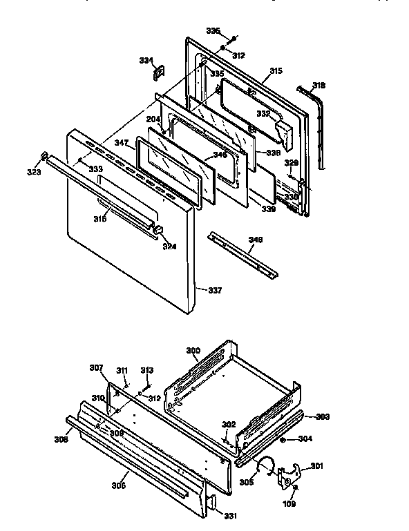 Kenmore 36271668691 door and drawer diagram