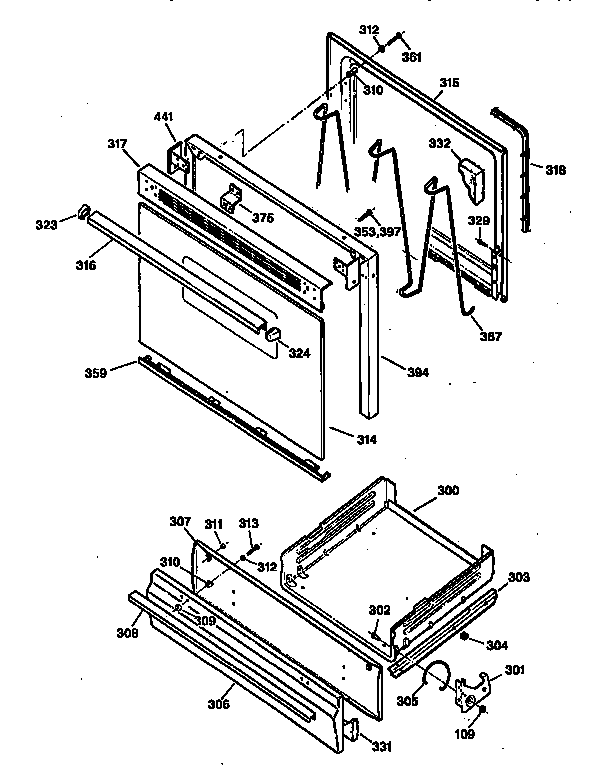 Kenmore 36271161691 door and drawer diagram