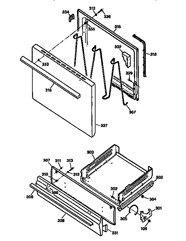 Kenmore 36261111699 door and drawer diagram
