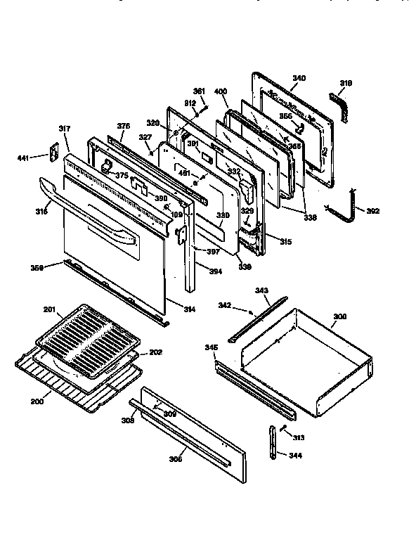 Kenmore 36275879690 door and drawer diagram