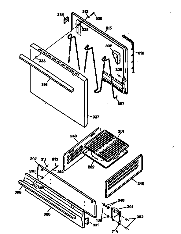 Kenmore 36261061690 door and drawer diagram