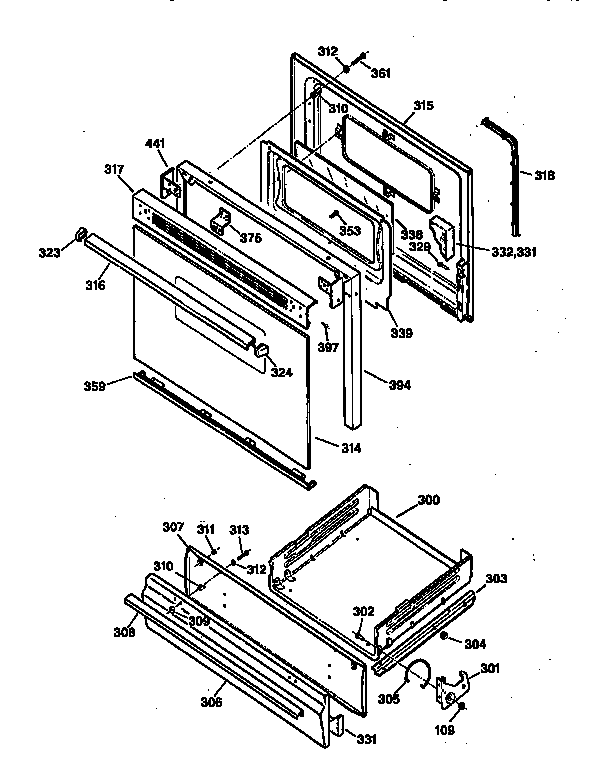 Kenmore 36272758694 door and drawer diagram