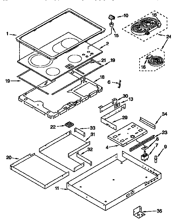 KitchenAid KECC502BBL1 cooktop diagram