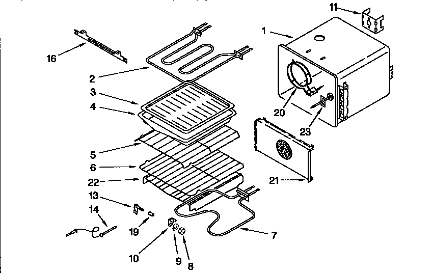 KitchenAid KEBS107BBL3 internal oven diagram