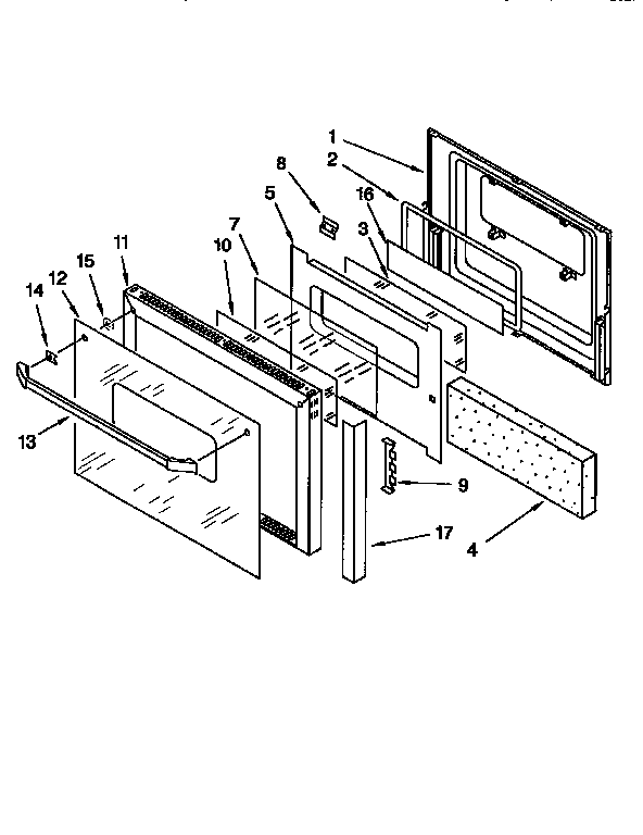 KitchenAid KEBI141BWH3 oven door diagram