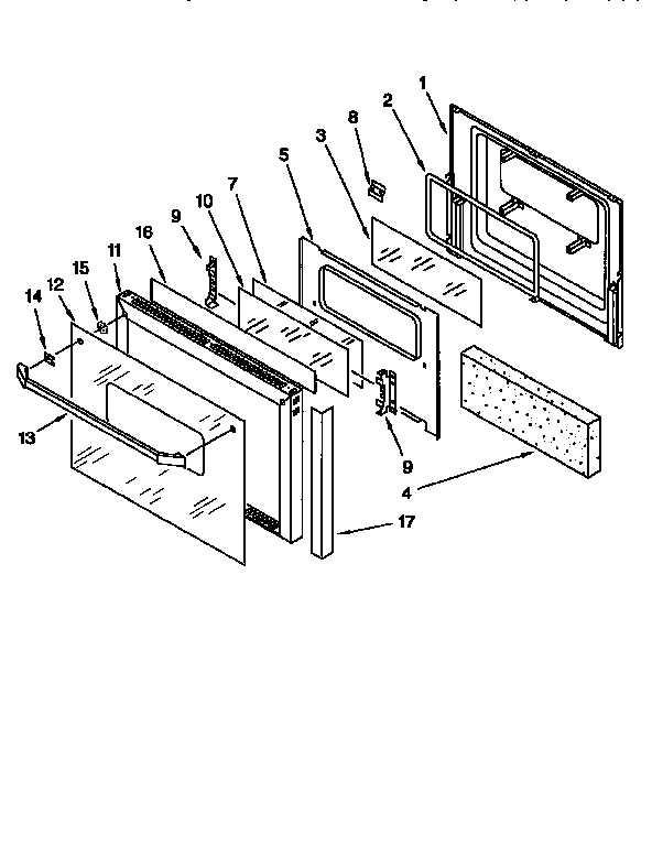 KitchenAid KEBI241BBL3 upper oven door diagram