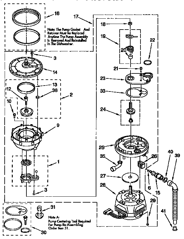 KitchenAid KUDI230BWH0 pump and motor diagram
