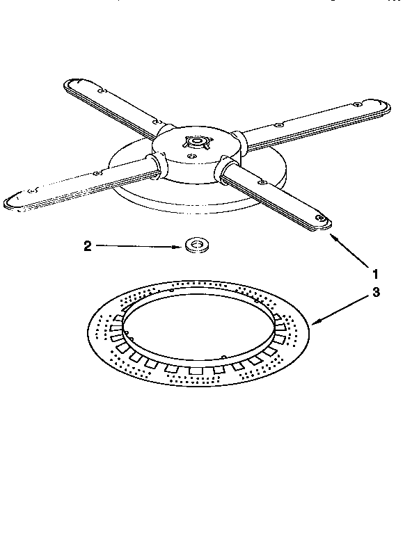 KitchenAid KUDI230BWH0 lower washarm and strainer diagram