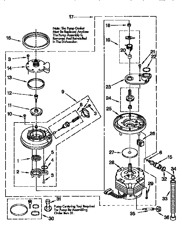 Whirlpool DU940QWDQ2 pump and motor diagram