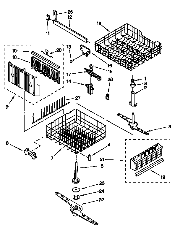 Whirlpool DU940QWDQ2 dishrack diagram