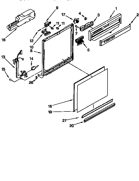 Whirlpool DU920QWDB2 frame and console diagram