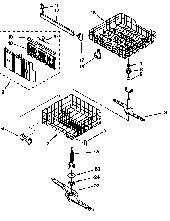 Whirlpool DU920QWDB2 dishrack diagram