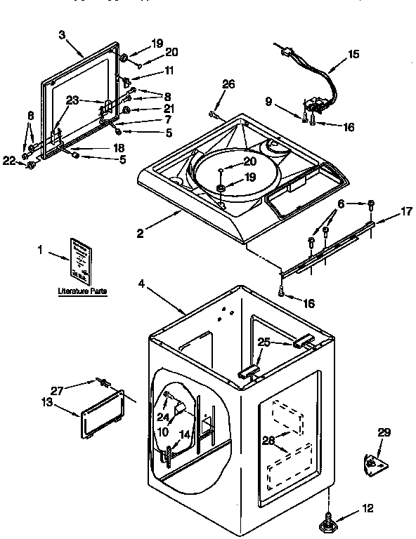 Kenmore 11094518200 top and cabinet diagram