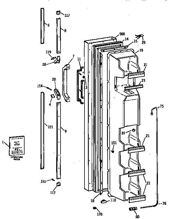 Kenmore 3639565512 freezer door diagram