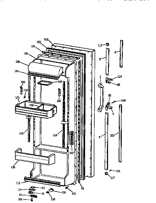 Kenmore 3639565512 fresh food door diagram