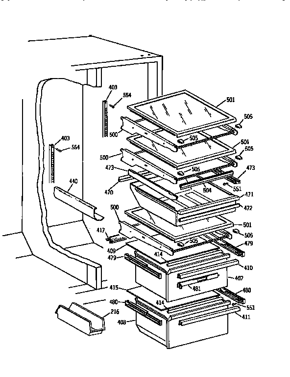 Kenmore 3639565512 fresh food section diagram