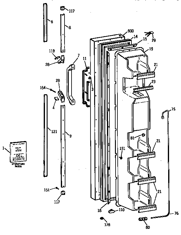 Kenmore 3639565412 freezer door diagram