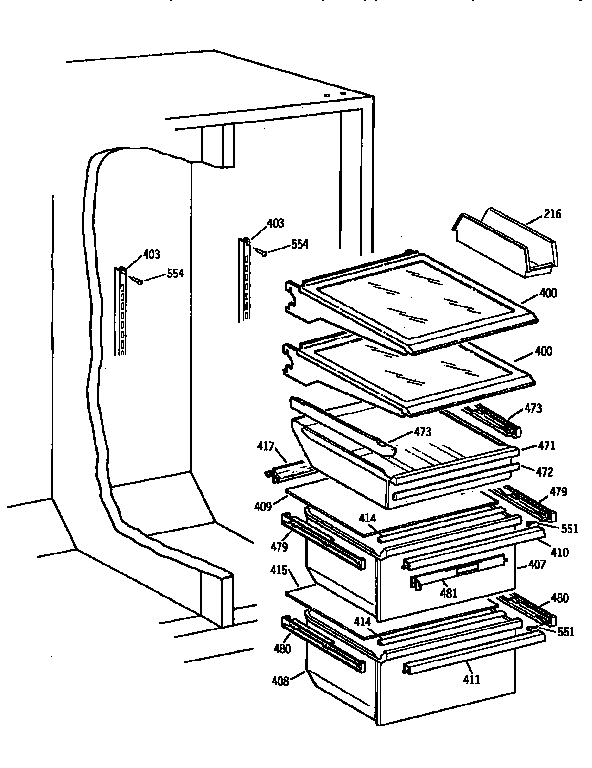 Kenmore 3639565412 fresh food section diagram