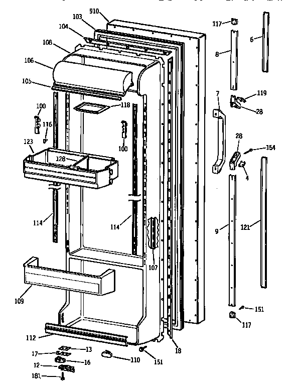 Kenmore 3639564612 fresh food door diagram