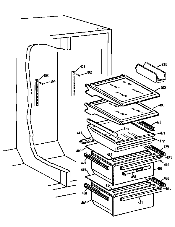 Kenmore 3639564612 fresh food section diagram