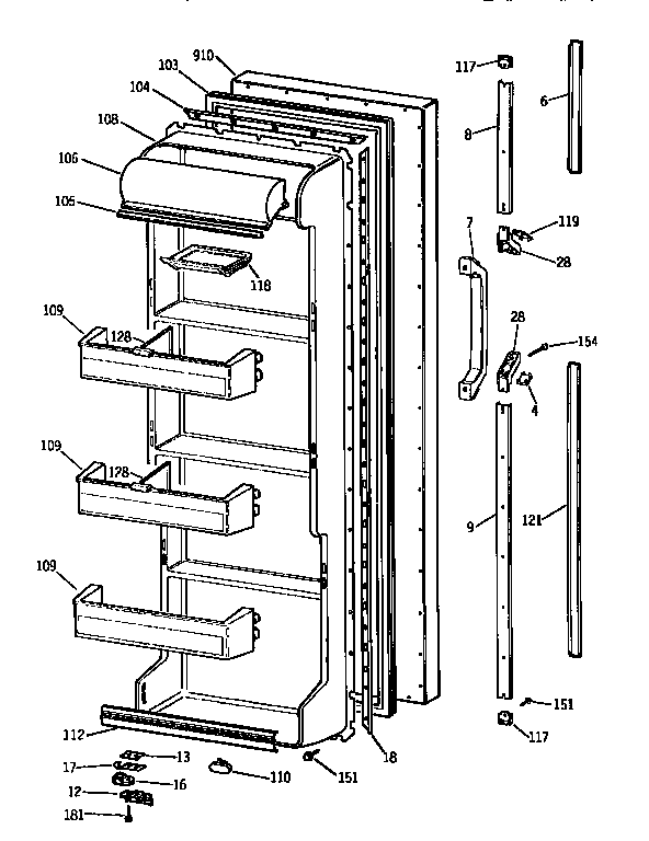 Kenmore 3639562672 fresh food door diagram