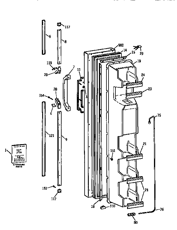 Kenmore 3639562512 freezer door diagram