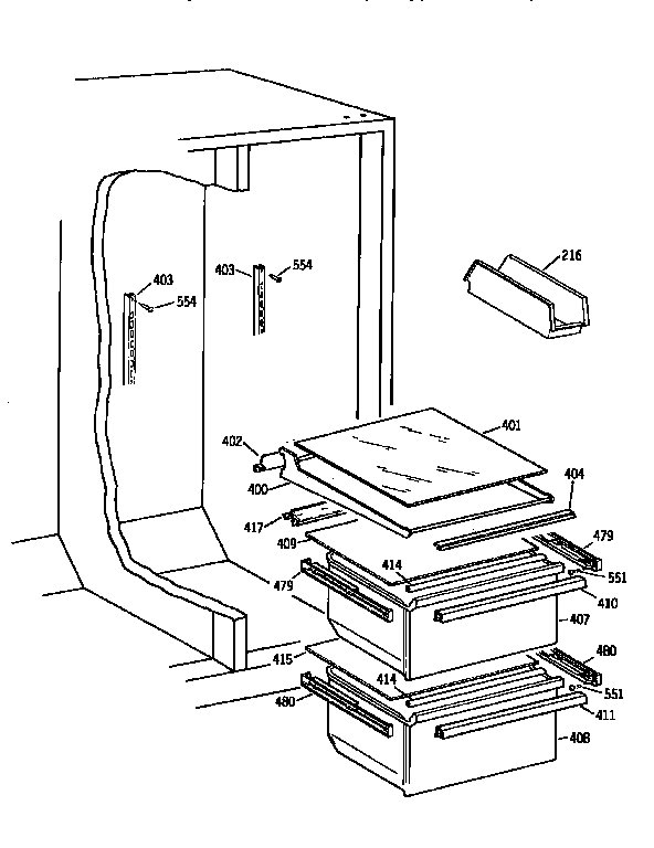 Kenmore 3639562512 fresh food section diagram